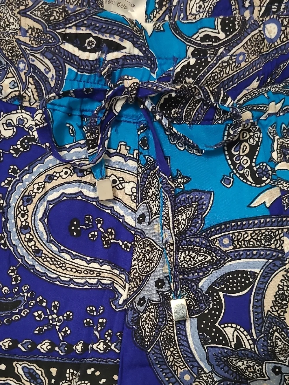 NWT Cynthia Rowley Blue Colorful Paisley Wide Leg Pullon Pants size Medium